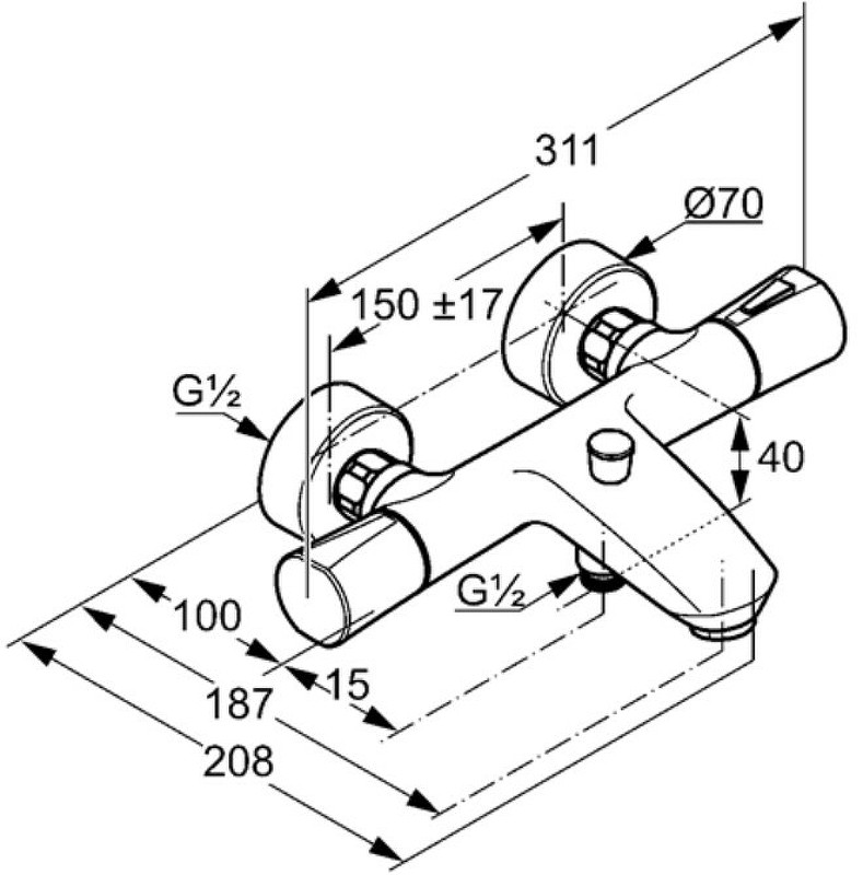 Приобрести kludi zenta смеситель для ванны и душа с термостатом dn 15, белый/хром, арт. 351019138