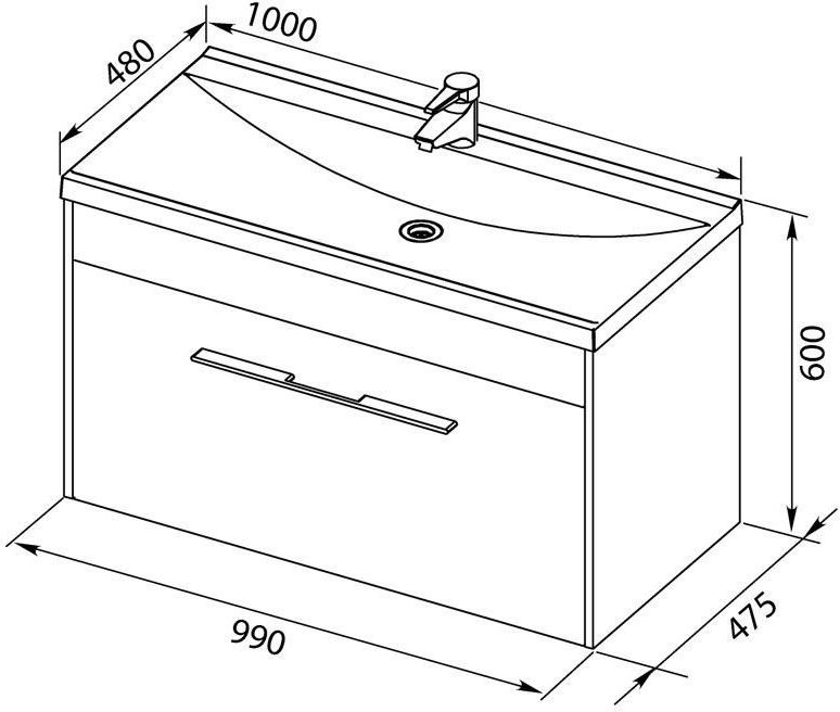 Приобрести aquanet тумба с раковиной nova lite 100 см, (slim synergy) дуб рустикальный, 2 ящика