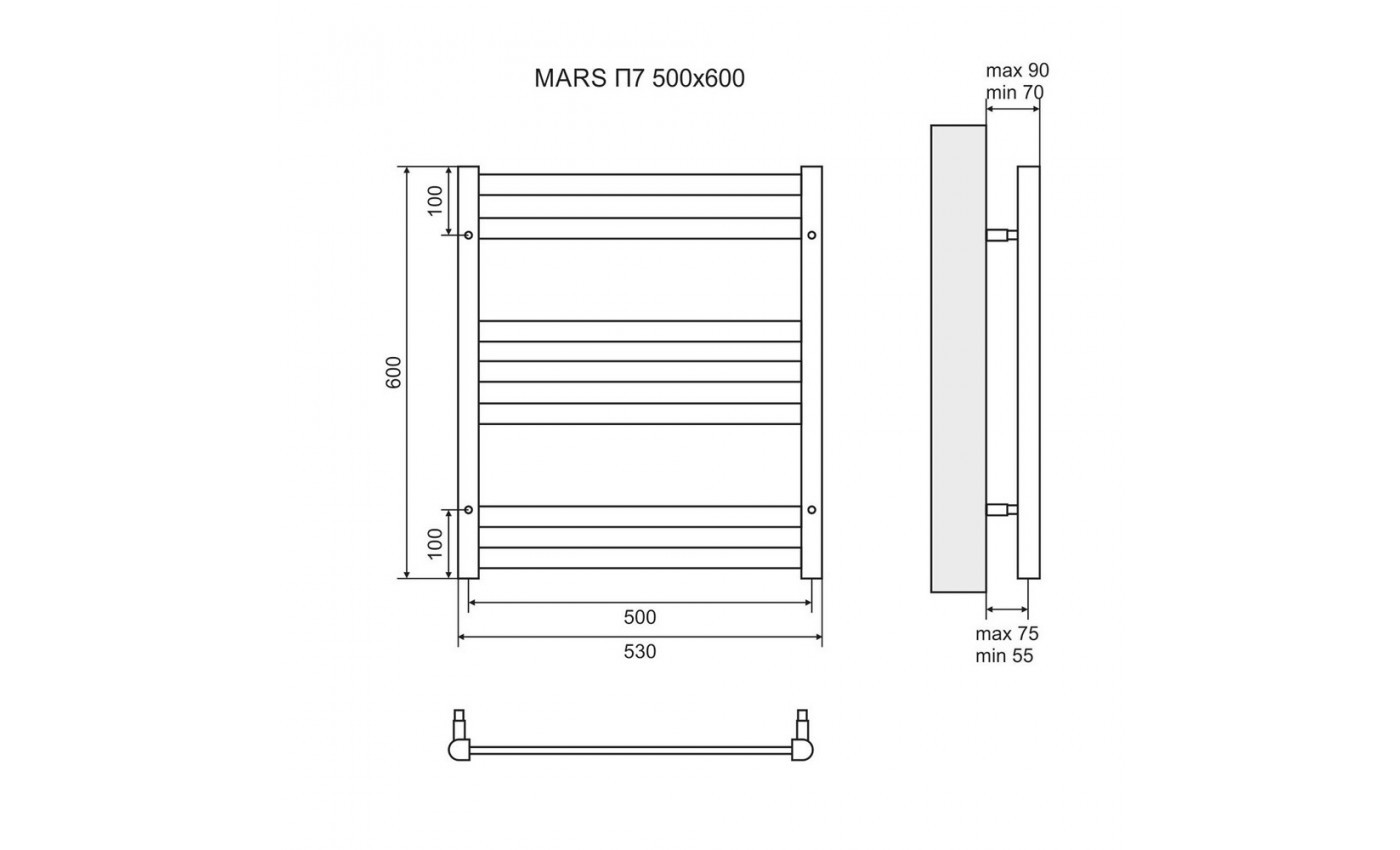 Приобрести lemark полотенцесушитель mars п7 500x600 мм водяной, хром lm35607