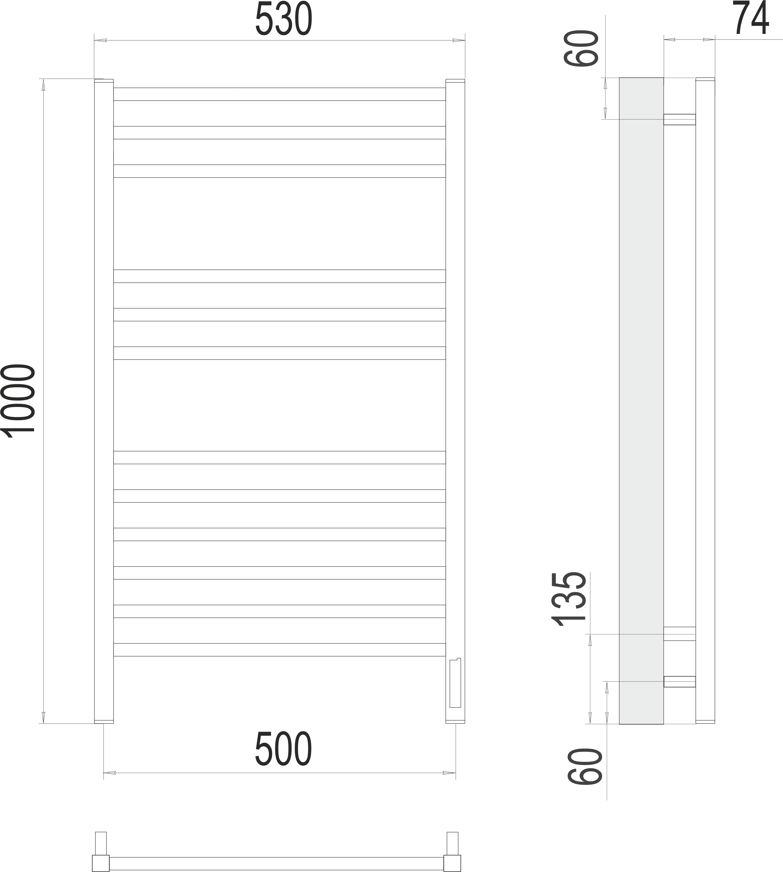 Приобрести полотенцесушитель 500х1000 мм электрический terminus ватикан п12 4670078526205