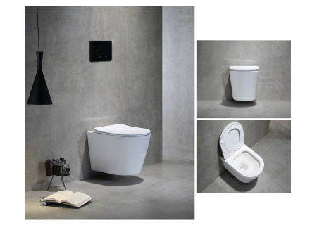 Приобрести triton подвесной унитаз verso 0832, безободковый с тонким сиденьем, микролифт