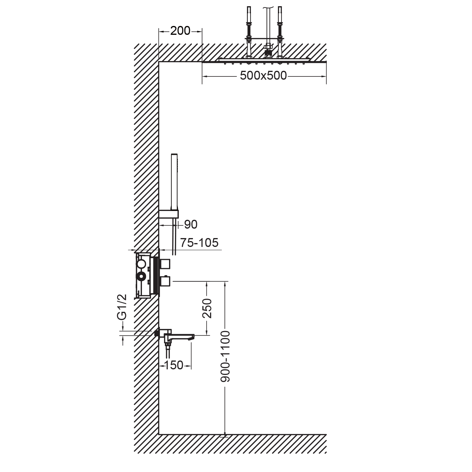 Приобрести душевая система встроенная с термостатом timo petruma sx-5019/03sm черный