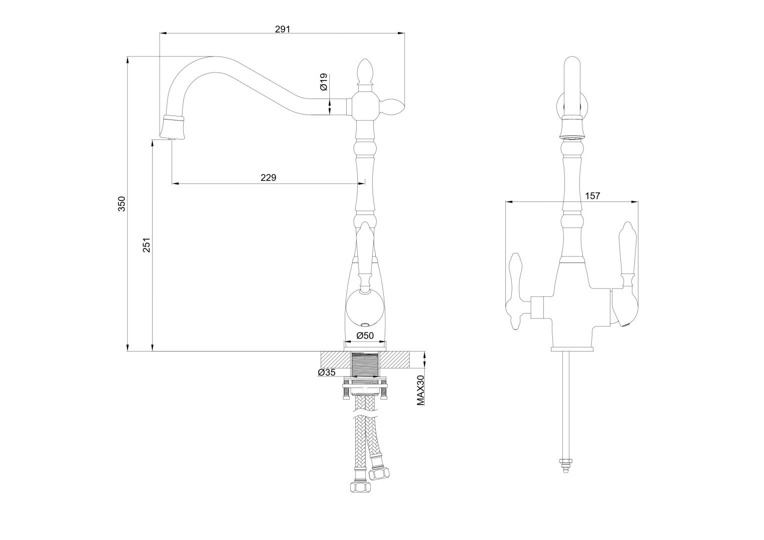 Приобрести смеситель для кухни c подключением фильтра wonzon & woghand, черный матовый (ww-88458006-mb)