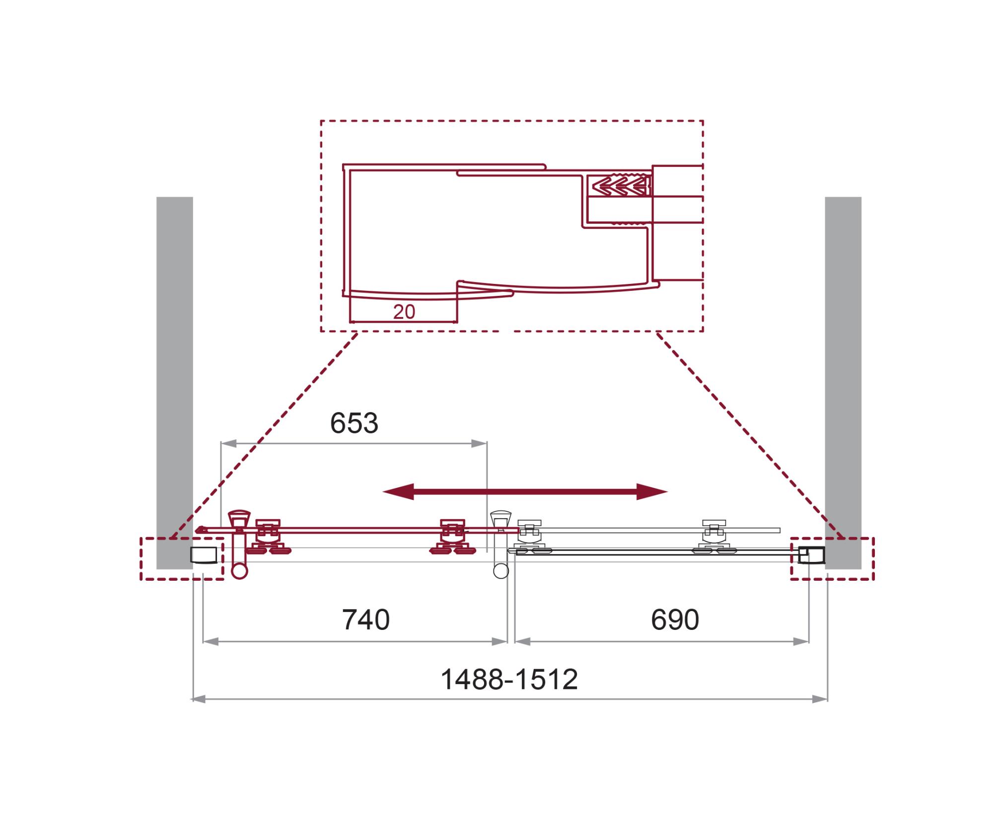 Приобрести belbagno душевая дверь 150 см uno-195-bf-1-150-p-cr