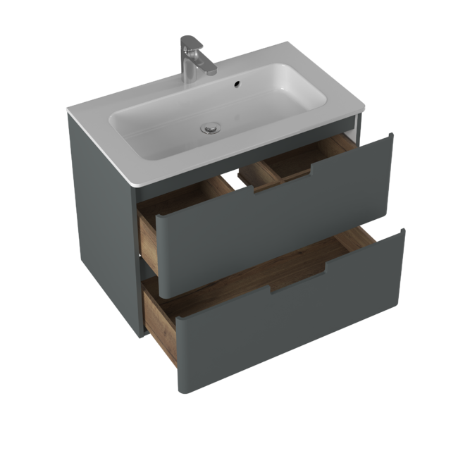 Приобрести briz тумба подвесная с раковиной prato grey 80 см, серая, матовая т18-80