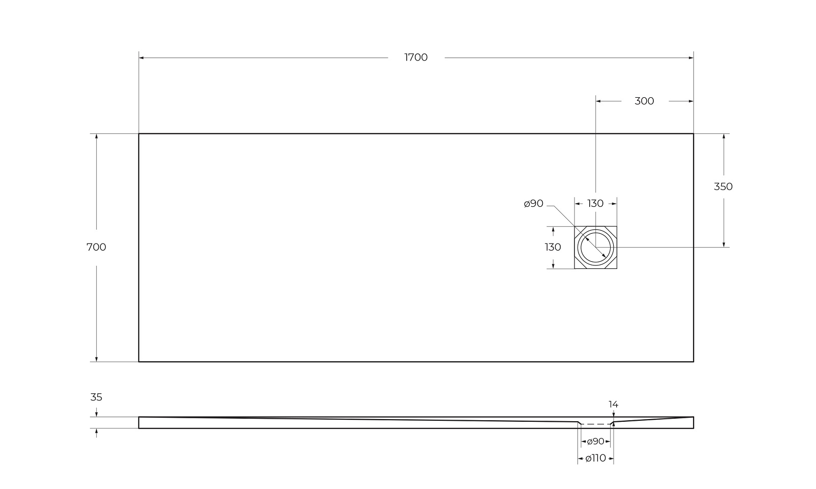 Приобрести belbagno душевой поддон 170х70 см, искусственный мрамор, сифонuno tray-mr-uno-ah-170/70-35-w-cr