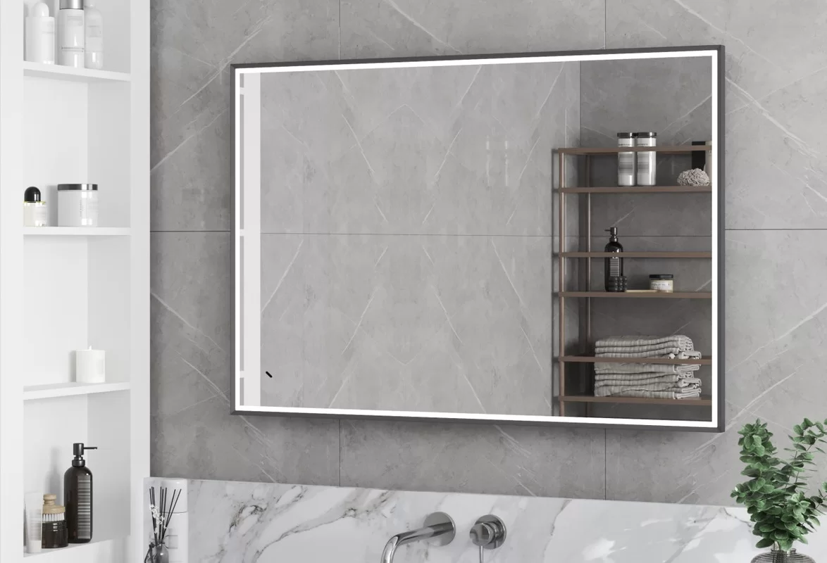 Приобрести continent зеркало с подсветкой stage грэймуар 100х70 см, серый муар