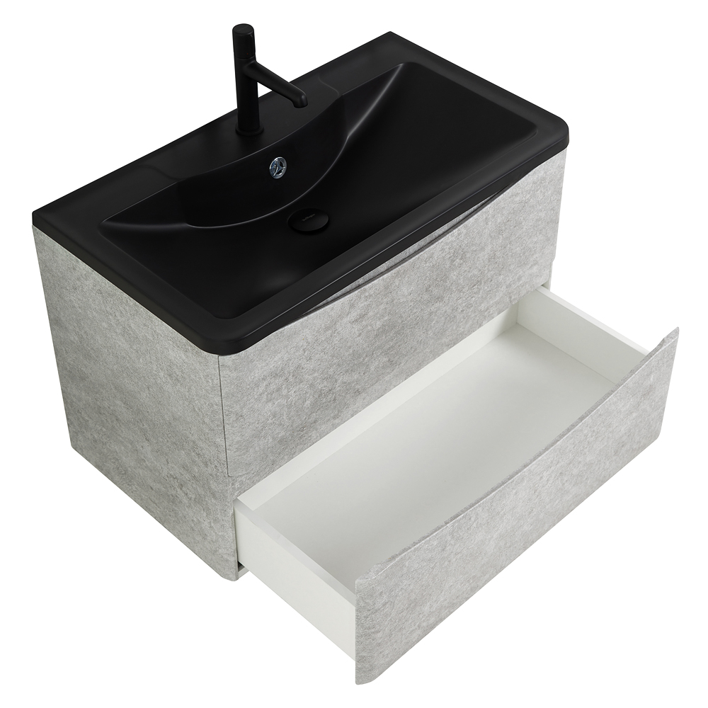 Приобрести belbagno тумба с раковиной acqua 100 см, подвесная cemento verona grigio, чёрная раковина