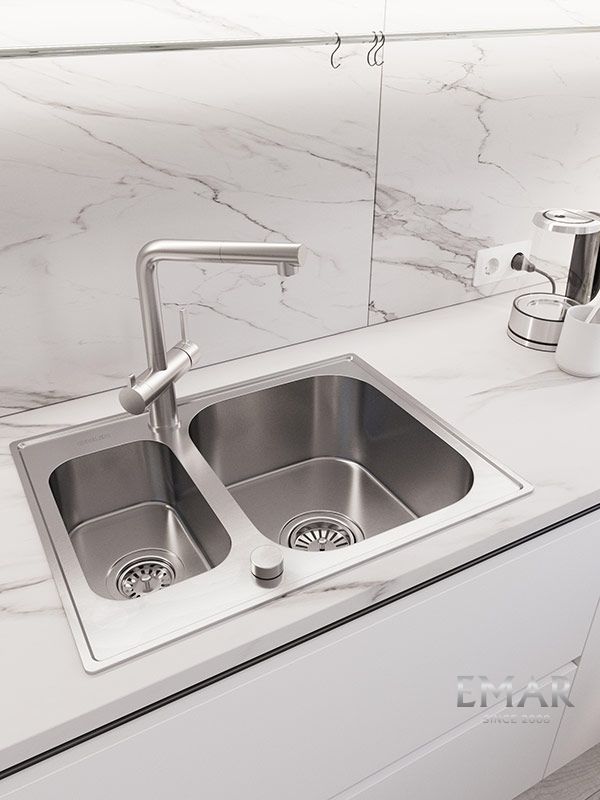 Приобрести oulin кухонная мойка 62х47 см, сатин oulin ol-0304