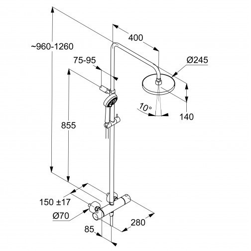 Приобрести kludi logo dual shower system с термостатом, черный матовый, арт. 6808239-00
