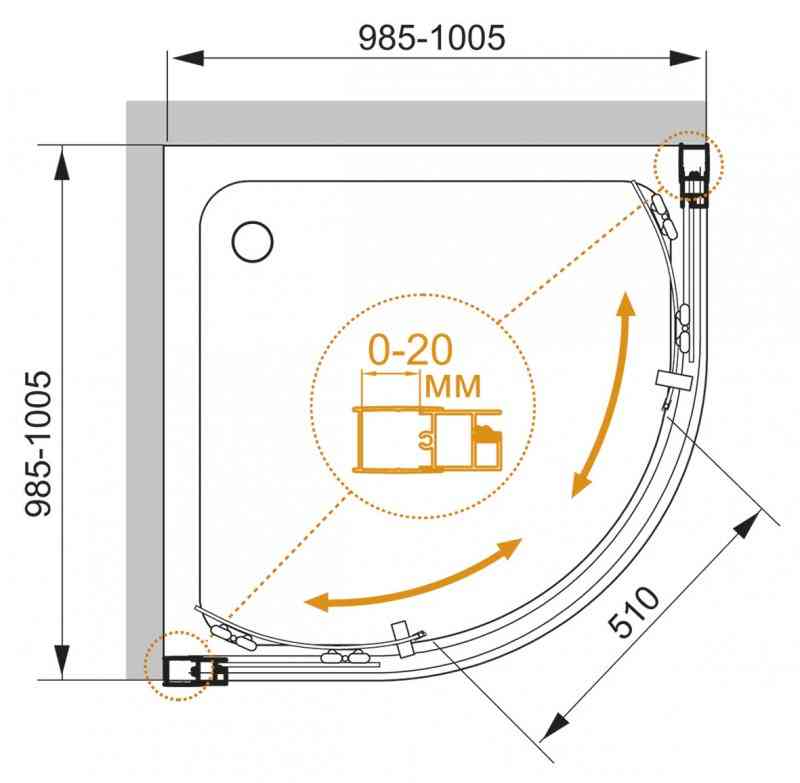 Приобрести cezares душевое ограждение molveno 100х100 см, хром momento-r-2-100-c-cr