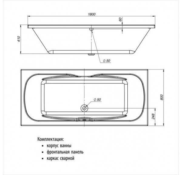 Приобрести mirsant ванна акриловая сочи 180*80 см, белая, ут000016526