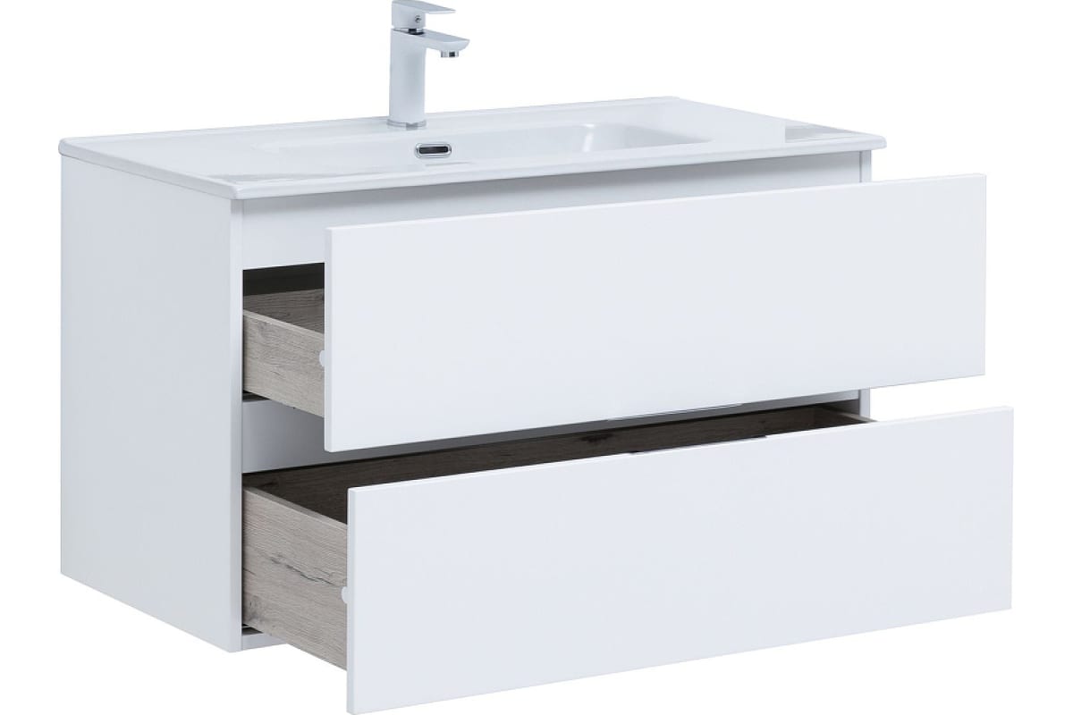 Приобрести aquanet тумба с раковиной алвита new 90 см, 2 ящика, белая матовая