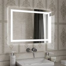 Continent Зеркало с подсветкой Rimini 90х70 см, сенсорный включатель, белое