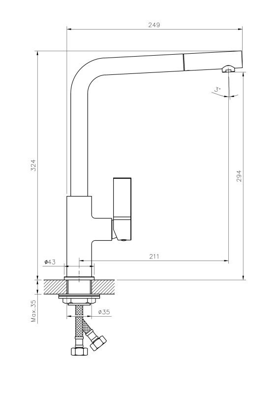 Приобрести haiba смеситель для кухни 324 мм, хром hb-70501