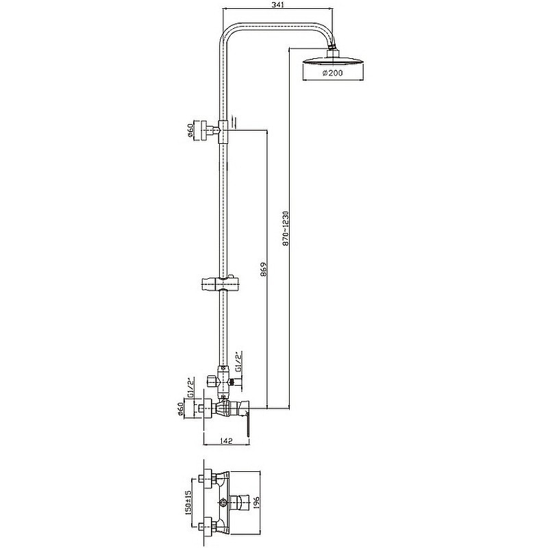 Приобрести haiba душевая система, прямоугольная d-200мм, хром hb2411