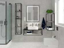 Cezares Тумба подвесная со столешницей CADRO 80 см см, одноярусная Nero, черная CADRO-80/46/30-1C-SO-MET-ST