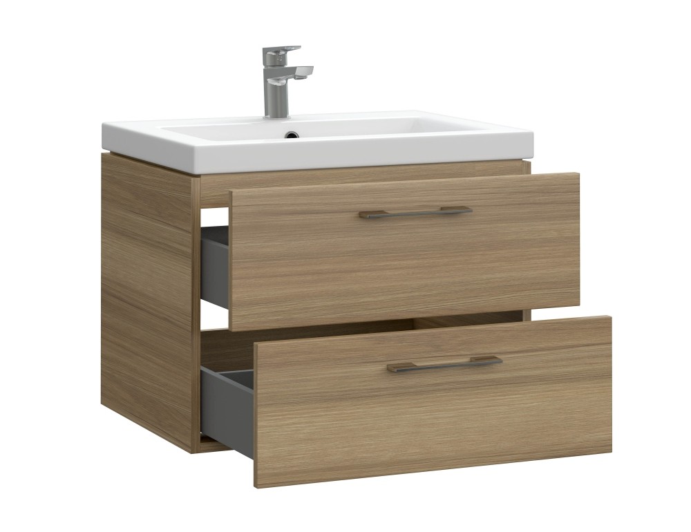 Приобрести тумба подвесная с раковиной cersanit lara 60 см, 2 ящика, орех