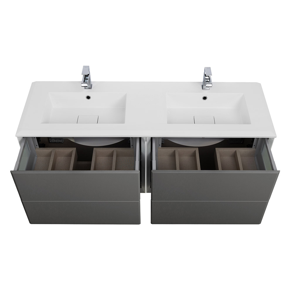 Приобрести cezares тумба подвесная с раковиной на две чаши bellagio 140 см grigio nuvola, серая 55301