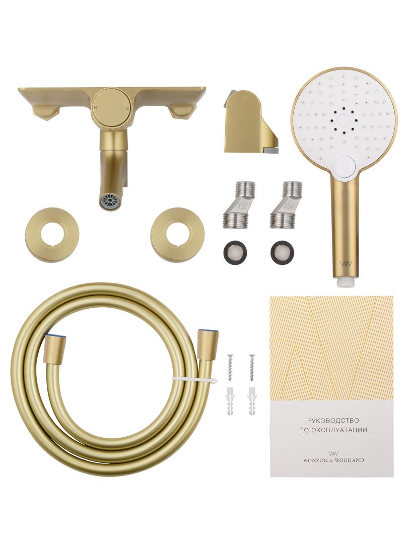 Приобрести смеситель для ванны с душем wonzon & woghand click, брашированное золото (ww-fe05l221-bg)