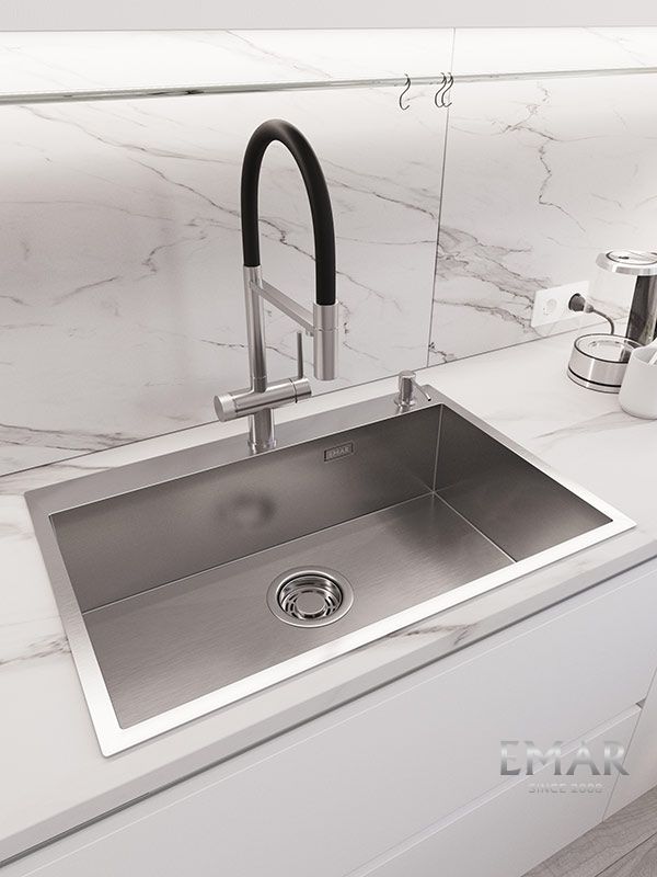 Приобрести emar кухонная мойка 74х50 см, сатин emb-125a pvd nano satine