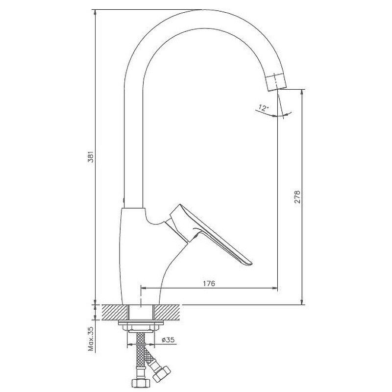 Приобрести haiba смеситель для кухни 381 мм, хром hb-70198