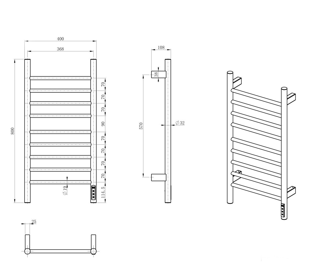 Приобрести полотенцесушитель электрический wonzon & woghand bonn, хром (ww-al4094-cr)