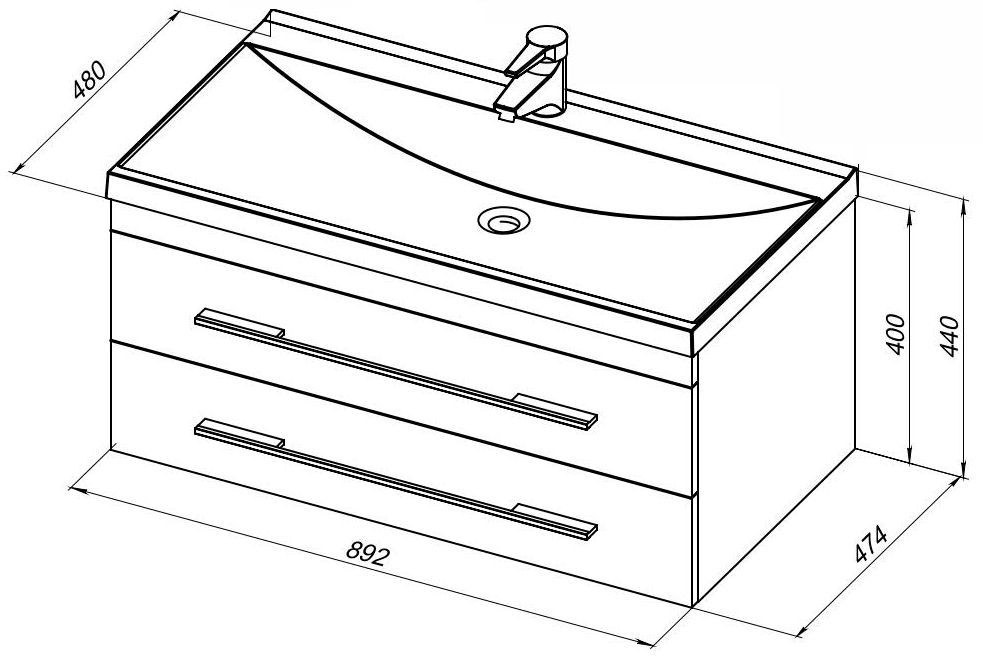 Приобрести aquanet тумба с раковиной верона 90 см, белая (подвесная 2 ящика)