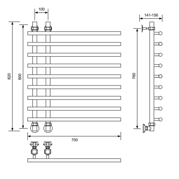 Приобрести veconi полотенцесушитель водяной tufo 70х80 см,, хром t801070ch