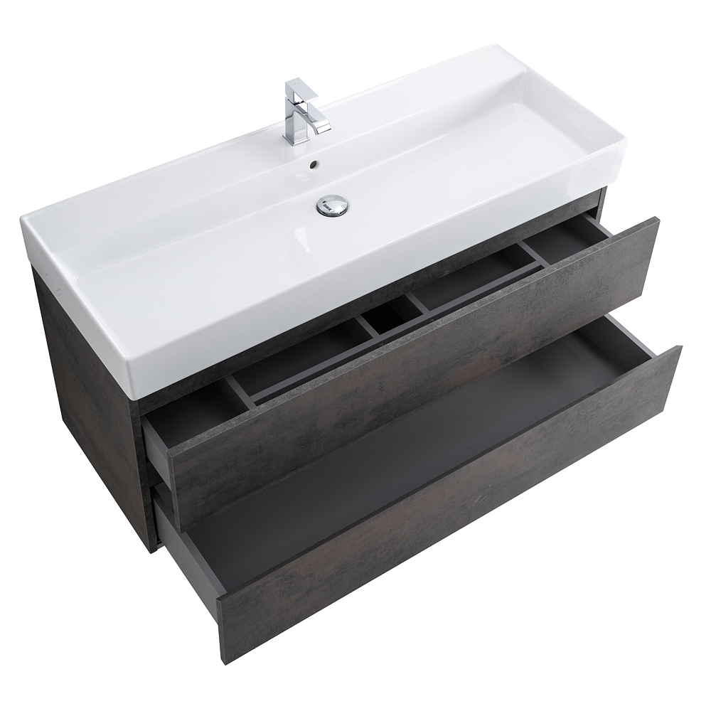 Приобрести cezares тумба подвесная с раковиной molveno 46 120 см ossido, темно коричневая molveno 46-120-2c-so-oss