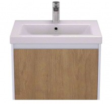 Тумба подвесная с раковиной Velvex Klaufs 60 см tpKLA.60.1Y-617.216, белый/дерево