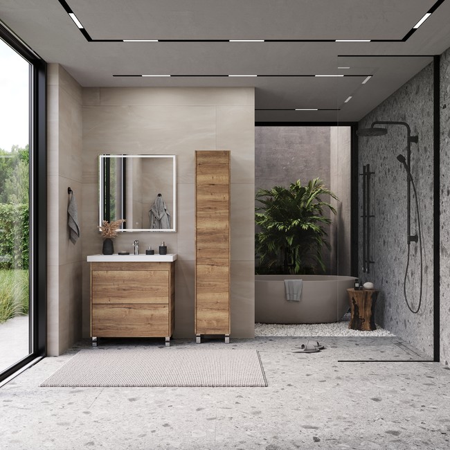 Приобрести briz пенал напольный ricci tobacco 35 см, дуб веллингтон, правый, п-35