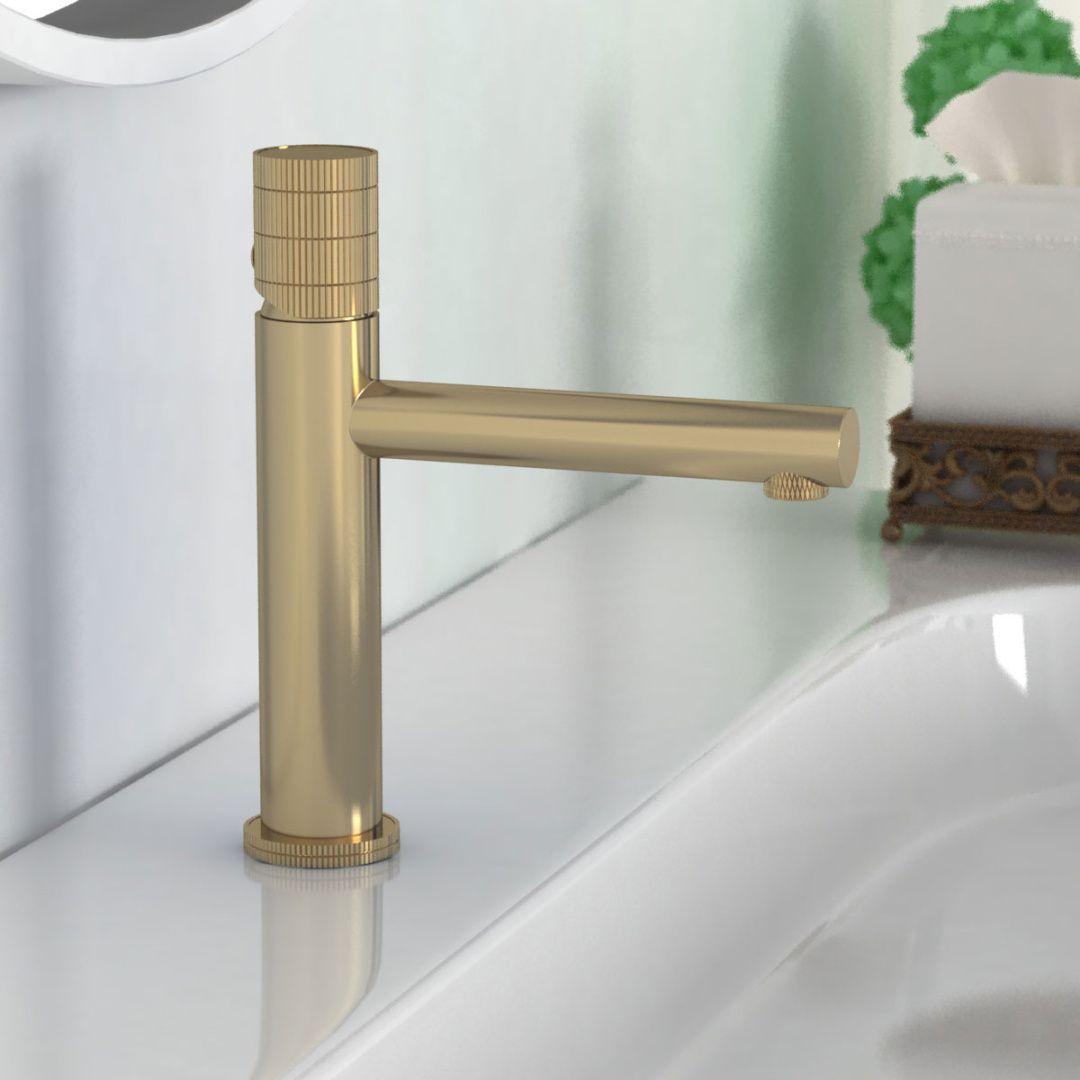 Приобрести vincea смеситель для раковины groove, брашированное золото vbf-4g1bg4