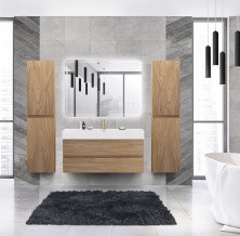 Cezares Тумба подвесная с раковиной MOLVENO 46 120 см Noce Chiaro, черный MOLVENO 46-120-2C-SO-NR