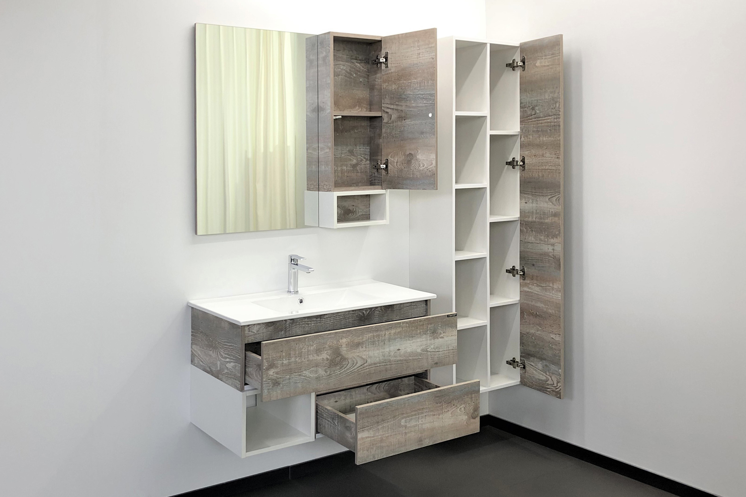 Приобрести сomforty зеркало-шкаф "турин-90" дуб бежевый