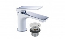 LEMARK Смеситель для раковины Allegro с донным клапаном, белый\хром LM5906CW