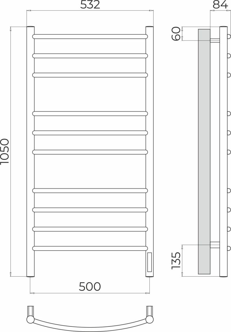 Приобрести terminus полотенцесушитель классик п10 50х105 см, электрический, хром