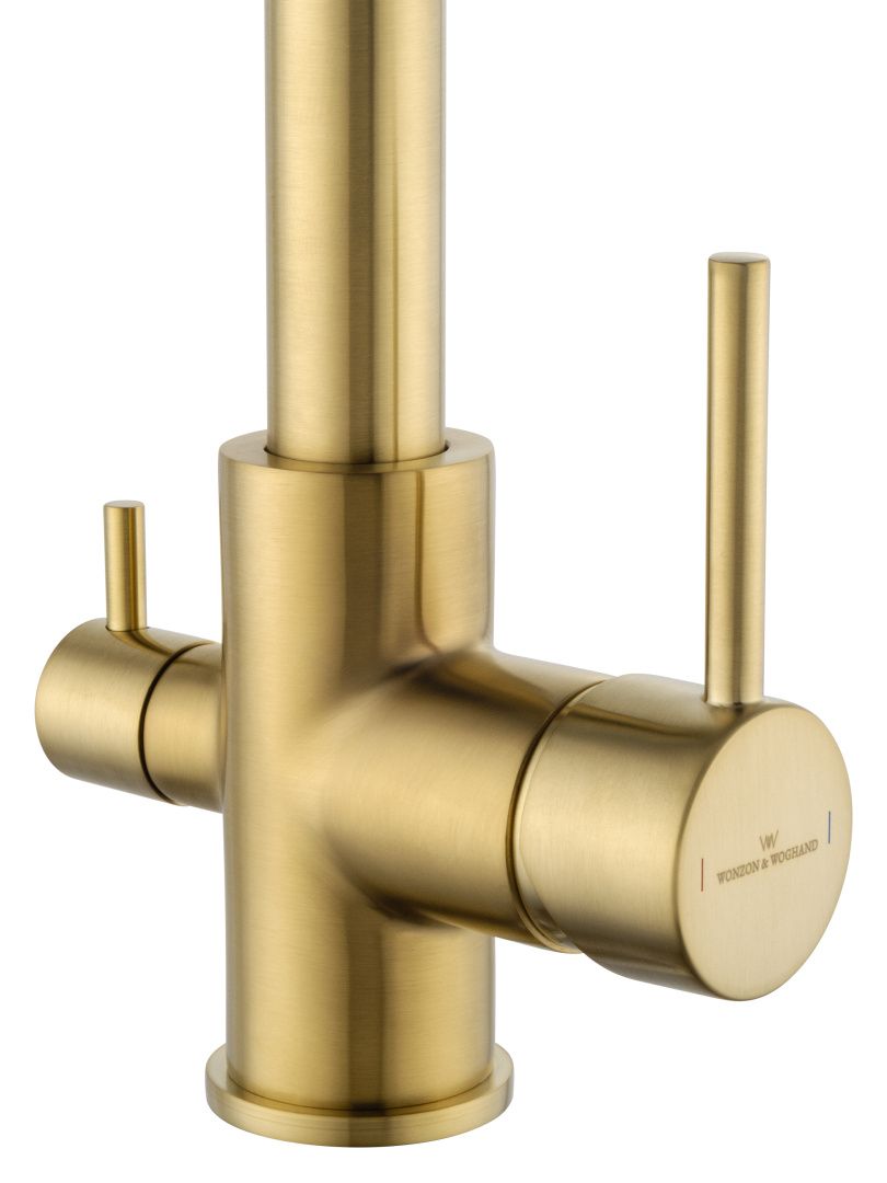 Приобрести смеситель для кухни c подключением фильтра wonzon & woghand, брашированное золото (ww-88458005-bg)