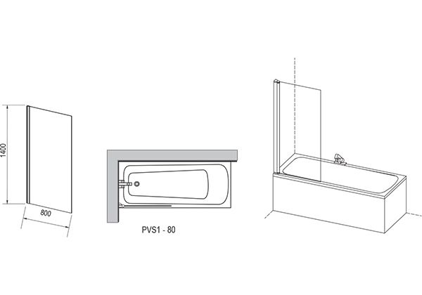 Приобрести ravak шторка для ванны pivot pvs1 80 см 79840c00z1 алюминий/прозрачное