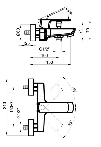 Приобрести смеситель для ванны azario atri с коротким изливом az-15960501