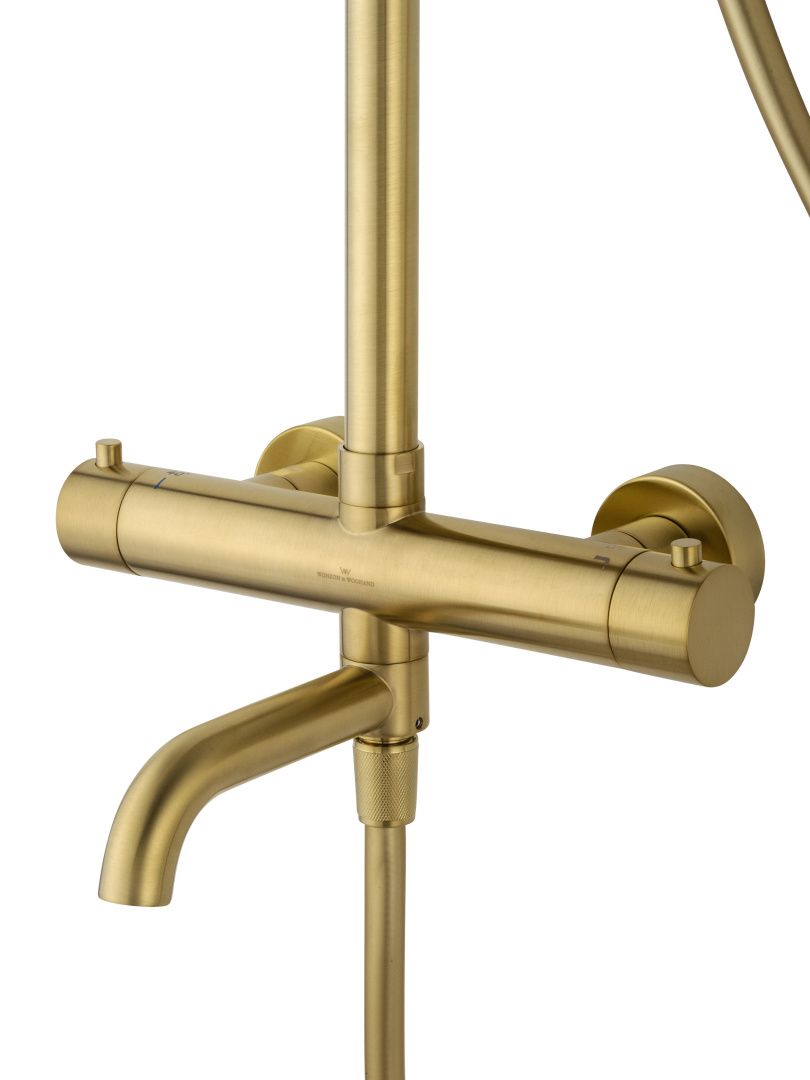 Приобрести душевая система с термостатом wonzon & woghand stick, брашированное золото (ww-88739903-bg)