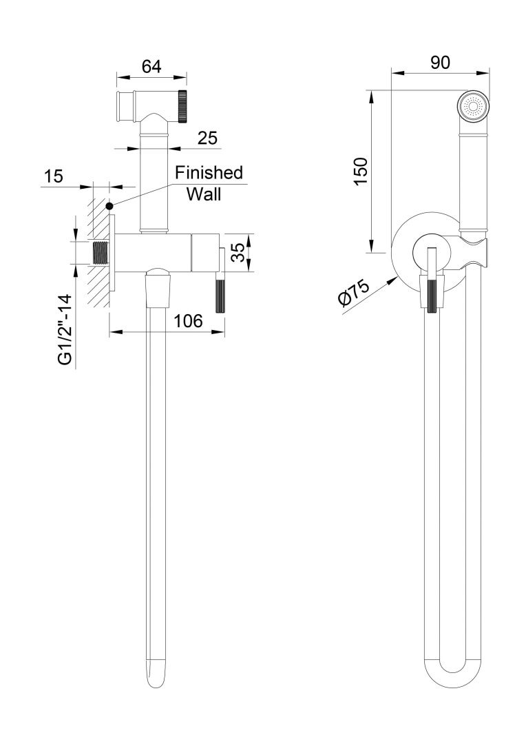 Приобрести hayzburg встраиваемый смеситель с гигиеническим душем, ( на одну воду), никель hb-4005-3bn