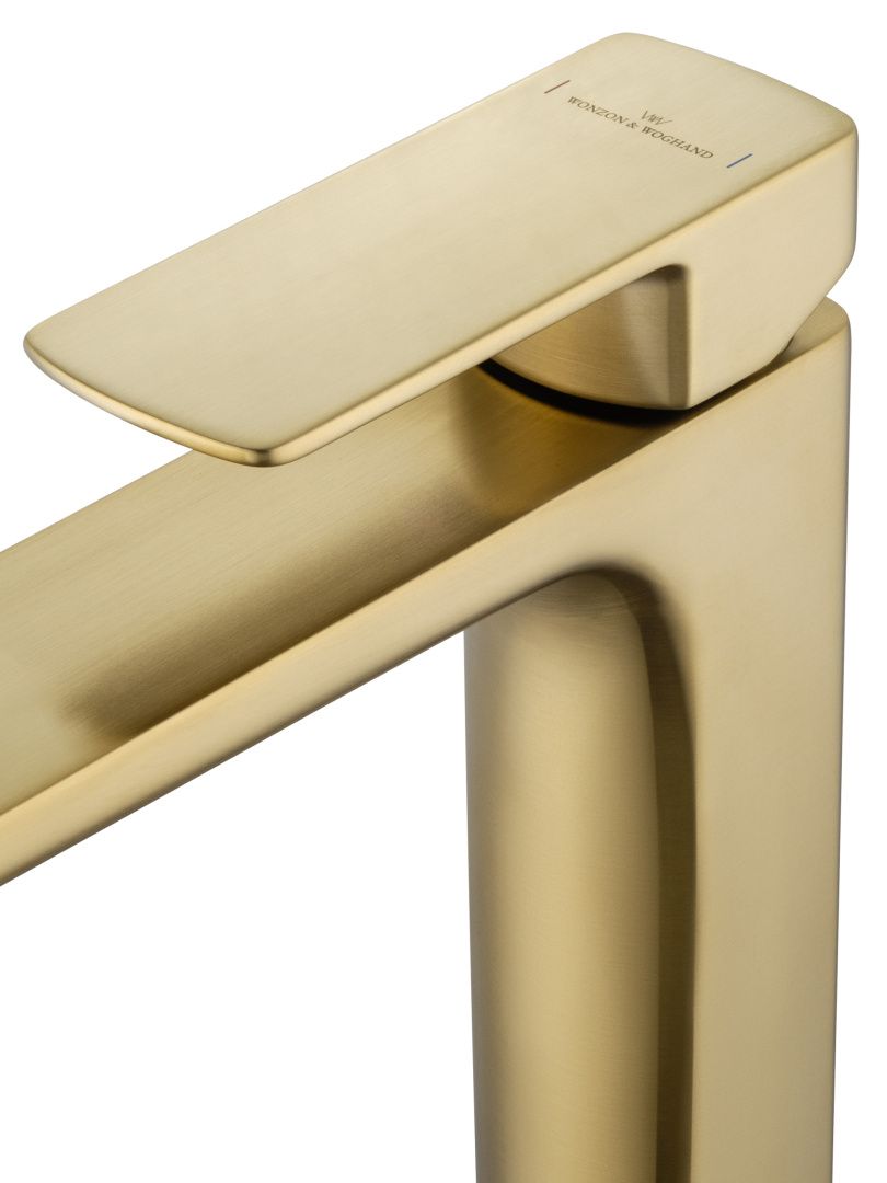 Приобрести смеситель для раковины высокий wonzon & woghand edge, брашированное золото (ww-88239003-bg)