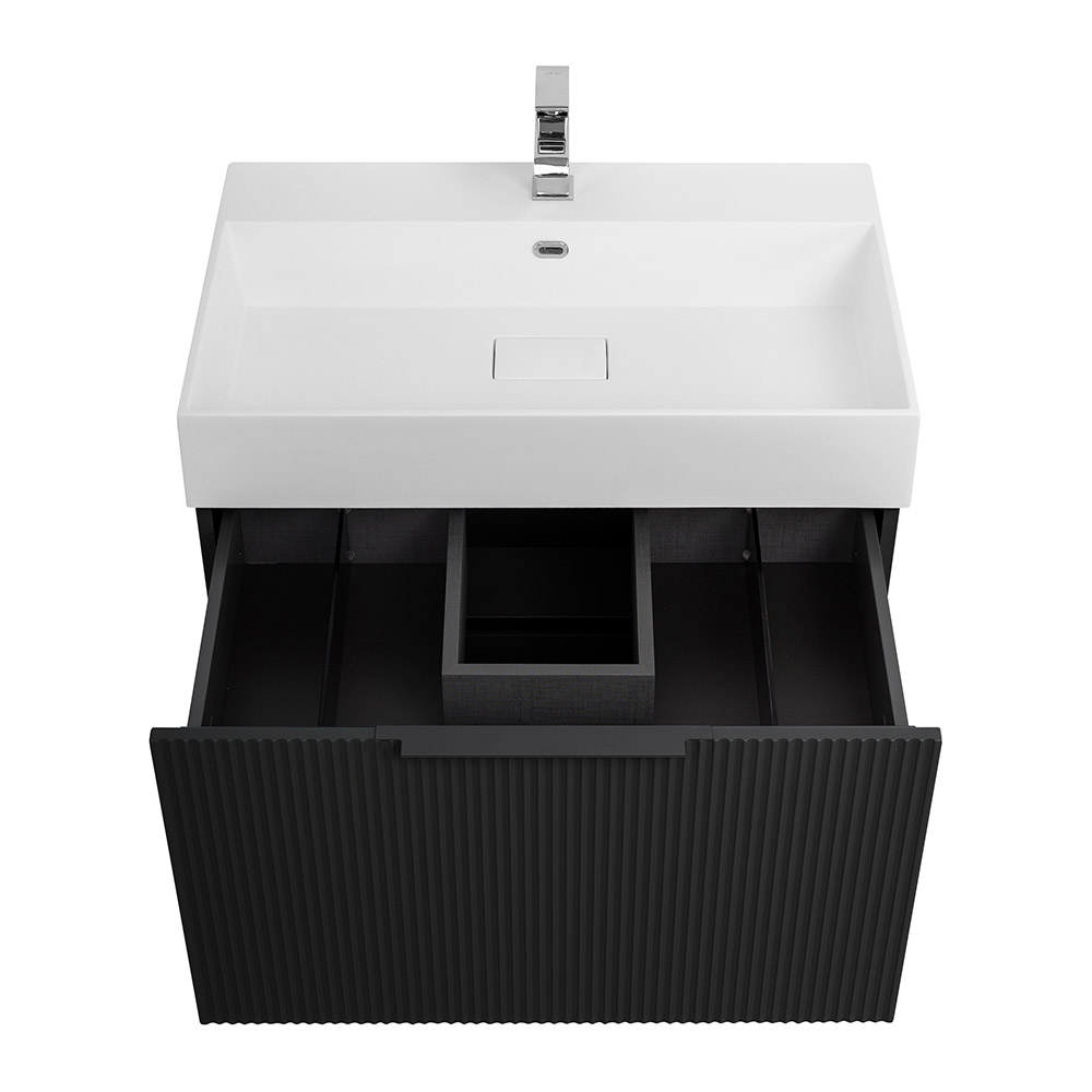 Приобрести cezares тумба подвесная с раковиной premium 70 см plisse nero opaco, черная 55437