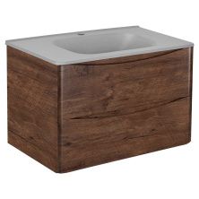 Vincea Тумба подвесная Paola 80 см, темное дерево с серой матовой раковиной VMC-2P800RW;VCB-2VP800G