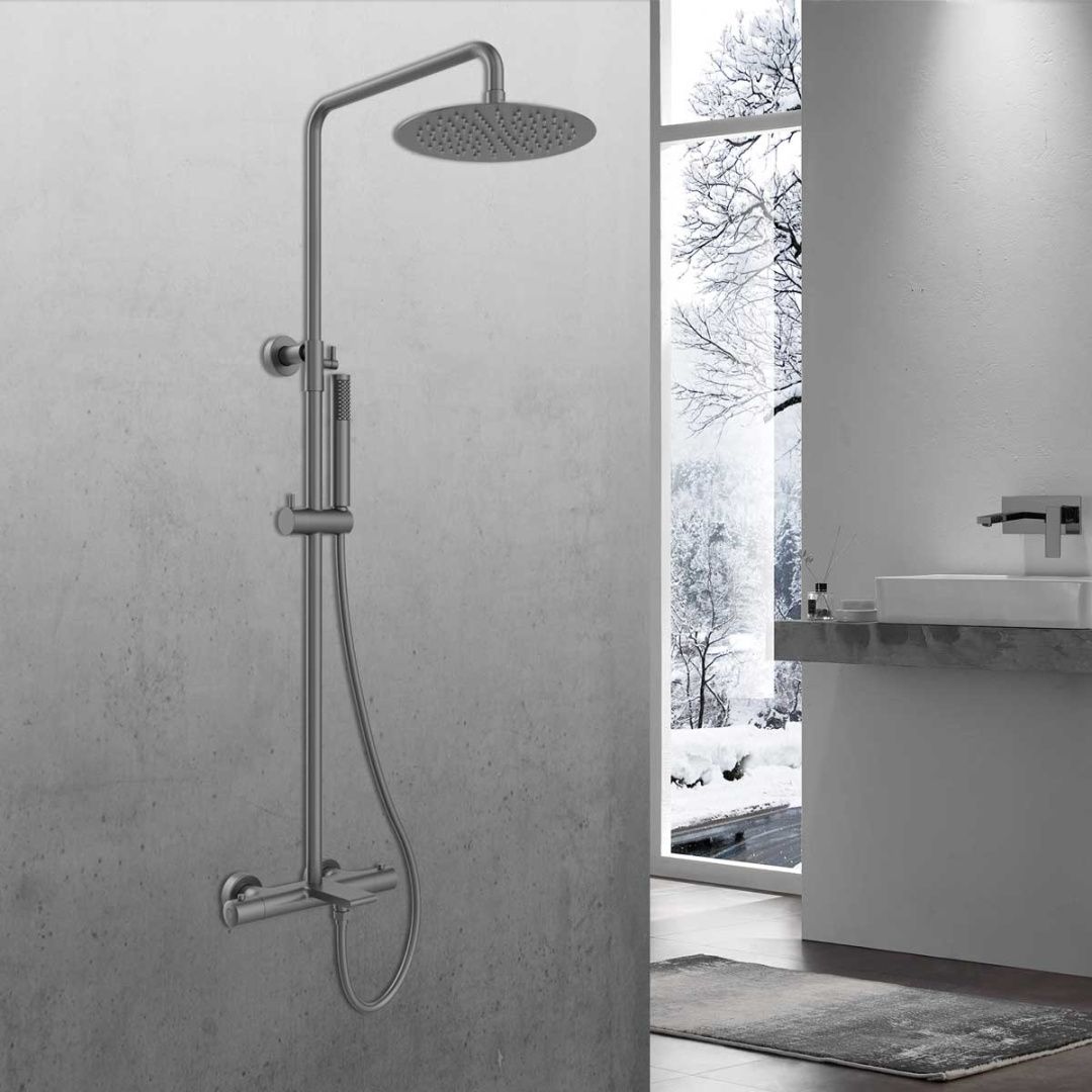 Приобрести vincea душевая стойка vogue, термостат, оружейная сталь vsfs-1v1tgm