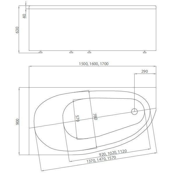 Приобрести акриловая ванна асимметричная aquatek дива r 150х90 см правая
