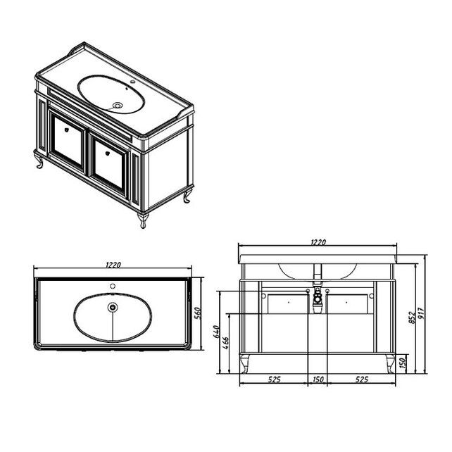 Приобрести caprigo тумба с раковиной fresco 120 см, зеленая, эмаль
