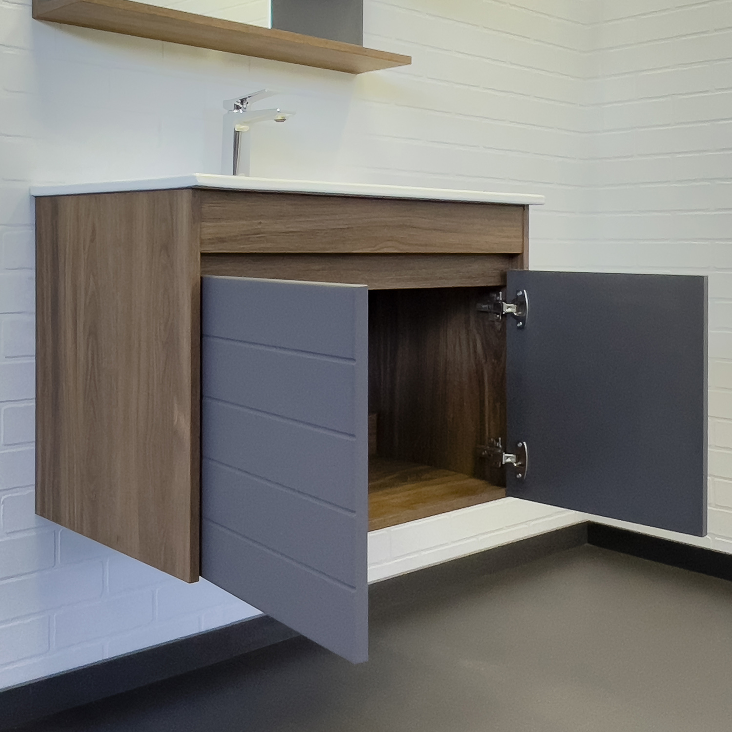 Приобрести сomforty тумба с раковиной кемер-75 антрацит/дуб тёмно-коричневый