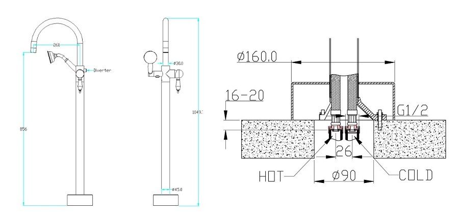Приобрести boheme смеситель для ванны medici, напольный, бронза 309